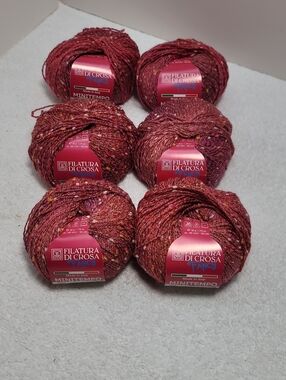 Filatura Di Crosa Minitempo Red  Tweed Yarn - Multicolor Flecks NWT - 6 Balls